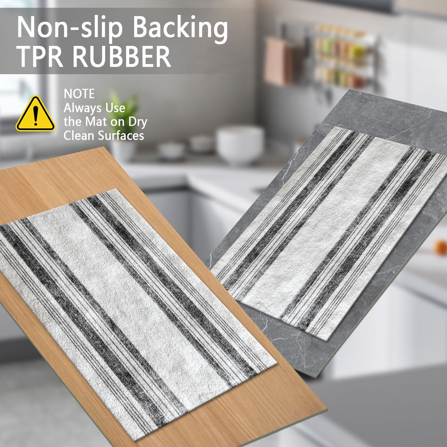 3 Piece Kitchen Rug Set, Non-Slip And Washable, Abstract Pattern Kitchen Hallway Rug, Soft And Comfortable, Suitable For Sinks, Floors, Entrances, Hallways and Bathrooms