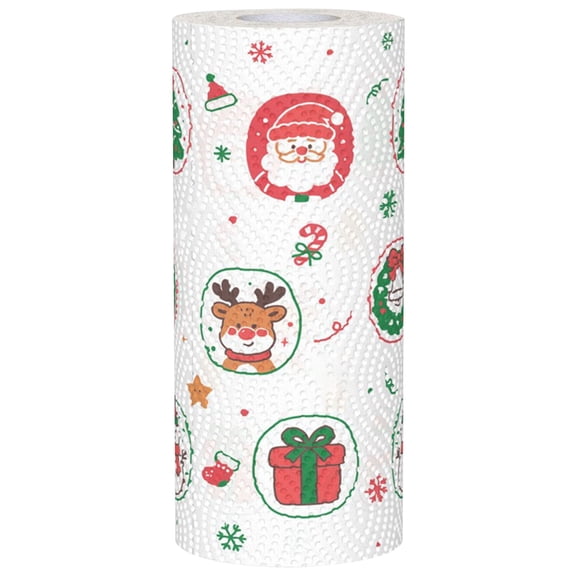 Solivara 3 Ply Christmas Print Kitchen Paper Thicker Virgin Wood Pulp Absorbent Oil And Water Disposable Hand Towel Holiday Decor