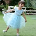 thumbnail image 4 of HAWEE Petite Fille Princess Robe Neige Fête Reine Costume d'Halloween Bleu Ciel, 4 of 6