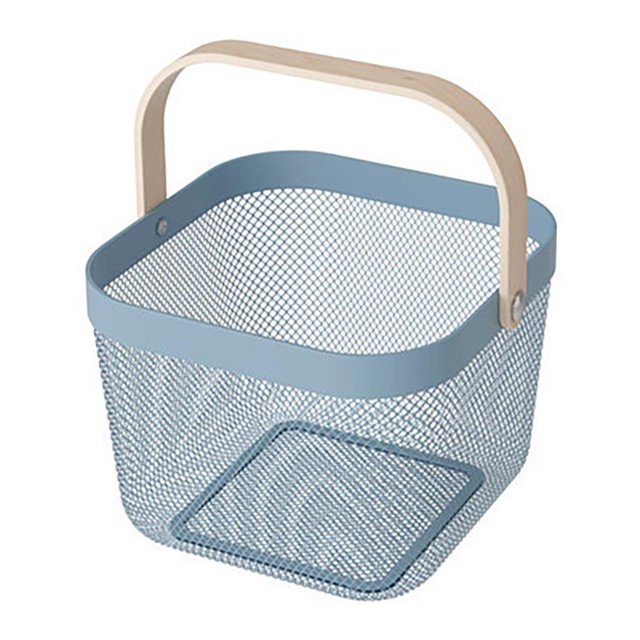 mmirethe Steel Storage Basket Metal Fruit Basket with Handle Kitchen Food Container Light Green