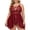 Burgundy, variant on Plus Size Lingerie for Women Lace Babydoll Sexy Nightwear Mesh Front Slit Chemise Sleepwear, Red 2XL