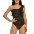 thumbnail image 2 of Picia Polynesian Turtles Pattern Women's One Piece Swimsuits,One Shoulder Swimwear Asymmetric ,Ruffle Monokinis Bathing Suits,High Waisted Flattering Bathing Suits-XX-Large, 2 of 8