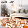 thumbnail image 2 of ODIKA 3'x5' Machine Washable Non-Slip Area Rug, Autumn Woodland Gnome Parade Surrounded by Falling Leaves and Pumpkins High Traffic Rug with Pad, Beige, 604547, 2 of 8