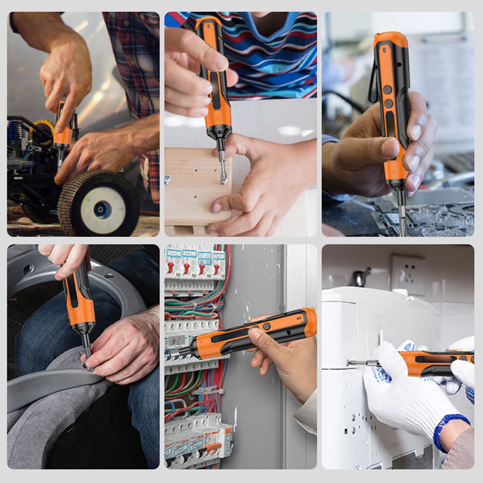 Portable Wireless Electric Screwdriver with Reversible Function Multiple Bit Ergonomic Design Charging Lithium Batteries