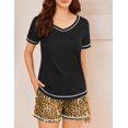 thumbnail image 3 of Ekouaer Pajama Set for Women 2 Piece Lounge Set Short Sleeve Tops and Shorts Print Pjs Sleepwear with Pockets, 3 of 6