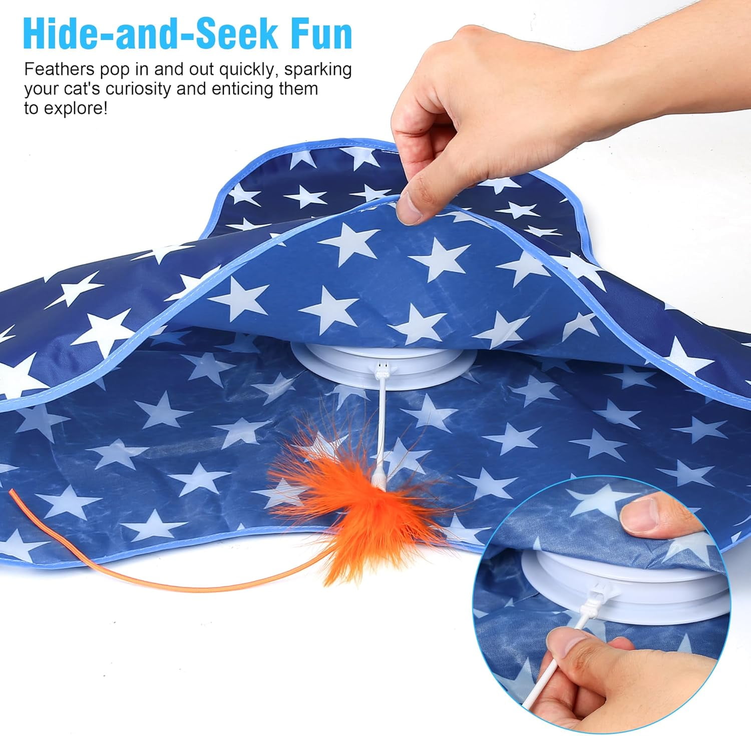 Rechargeable Electric Cat Toy, Touch-Activated Kitten Toy, Hidden Feather, Realistic Mouse Squeaking Sound
