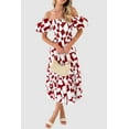 thumbnail image 5 of PRETTYGARDEN Women's Summer Boho Midi Dress Off Shoulder Puff Sleeve Print Smocked Ruffle Beach Long Flowy Dresses, 5 of 6