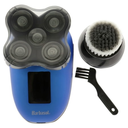 Barbasol - Rechargeable LCD 5 Head Wet/Dry Electric Shaver With Stainless Steel Blades - Blue