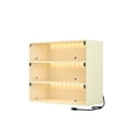 thumbnail image 2 of Shoe Storage Box, 3-Tier Wooden Shoe Box with RGB Led Light , Shoe Organizer Storage Box with Flip Glass Door for Shoe Collection, 2 of 5