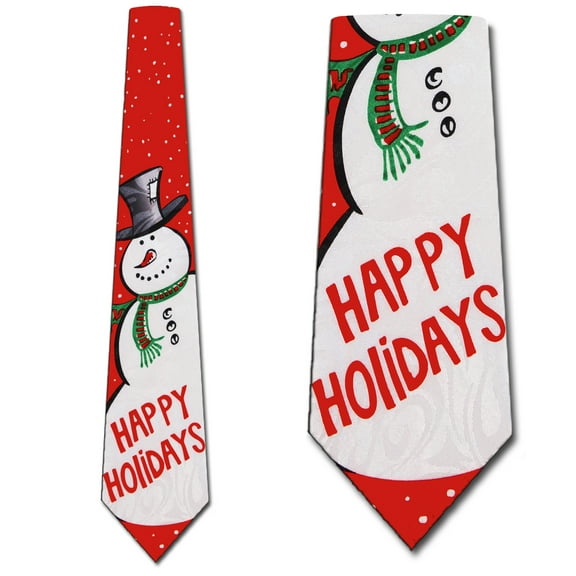 Snowman - Happy Holidays (Red) Necktie Mens Tie by