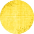 thumbnail image 1 of Ahgly Company Machine Washable Indoor Round Abstract Yellow Contemporary Area Rugs, 5' Round, 1 of 4