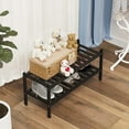 thumbnail image 6 of Asunby 2-Tier Bamboo Shoe Rack Stackable Shoe Shelf Storage Organizer for Entryway, Living room Hallway and Closet, 27.2"x11"x12.8" (9 Pairs-Black), 6 of 11
