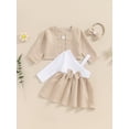 thumbnail image 2 of FEORJGP Toddler Girl 3pcs Casual Outfits 6M-3T Infant Baby Long Sleeve Cardigan Houndstooth Coat Crew Neck Tops with One Shoulder Long Sleeve Bow Dresion Vintage Cute Clothes for Spring Fall, 2 of 7