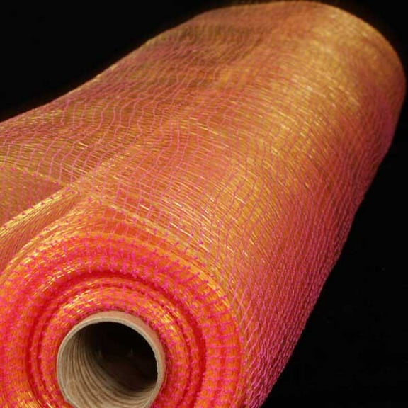 The Ribbon People Fuchsia Pink and Gold Decorating Mesh Craft Ribbon 21" x 40 Yards