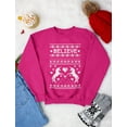 thumbnail image 4 of Believe In Unicorns - Magical Ugly Christmas Sweater Women's Sweatshirt Small Pink, 4 of 5