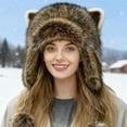 thumbnail image 2 of Winter Cute Raccoon Plush Hats, Windproof Hooded, Furry with Tail,for Woman(2pcs,s), 2 of 7