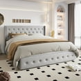 thumbnail image 2 of Einfach King Size Lift up Platform Storage Bed Frame with Fabric Upholstered Wingback Button Tufted Headboard, Light Gray, 2 of 8