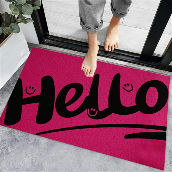 Welcome Doormat under $5! Xqxayjr Non-Slip Indoor Outdoor Door Mat, Easy Clean Welcome Rug with Hello Text, Stain Fade Resistant Decorative Mat for Entryway Porch