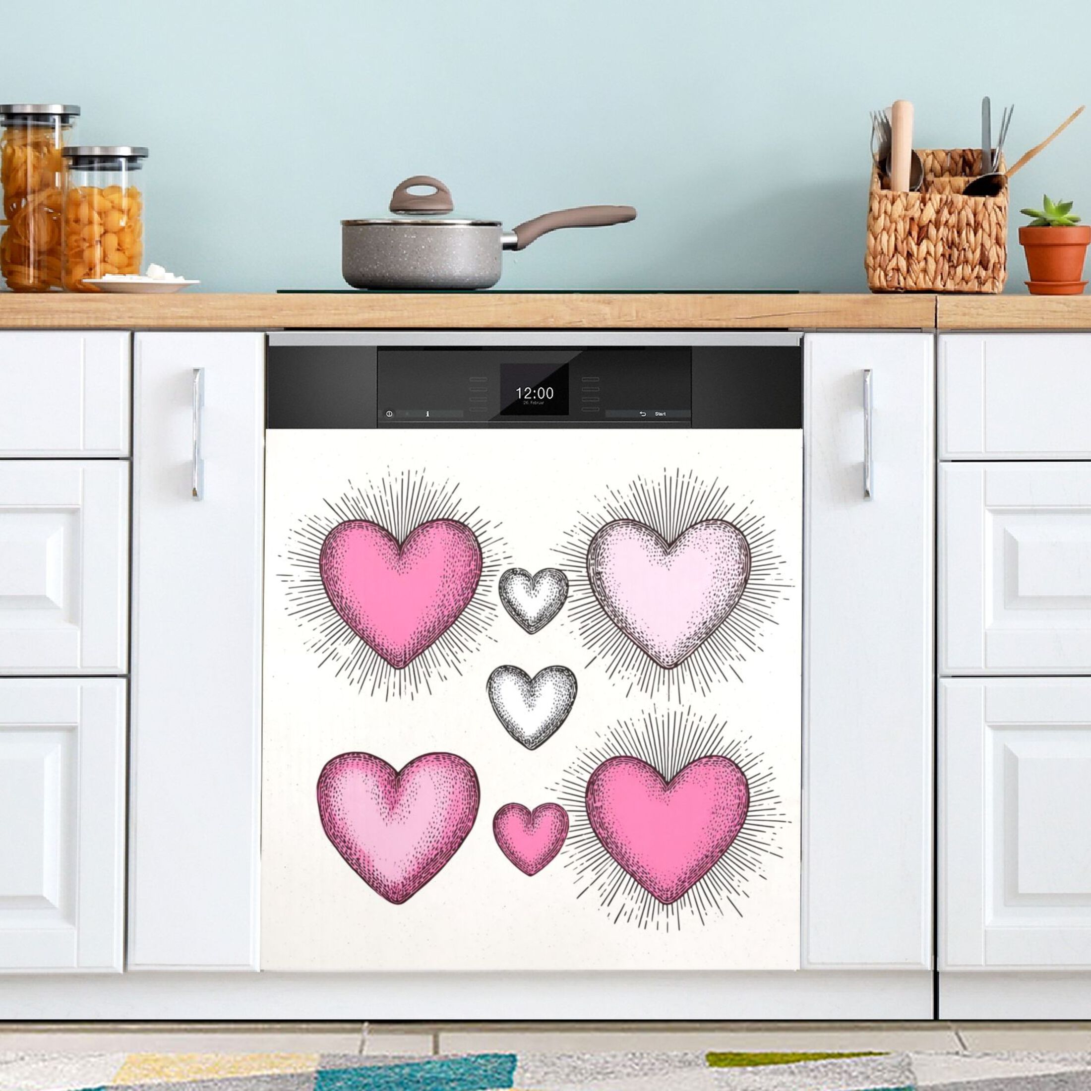 IAUYY Magnetic decorative sticker - 23x26 Inch PVC Refrigerator Decorative Cover, Removable DIY Art for Kitchen Appliances Heart Symbol