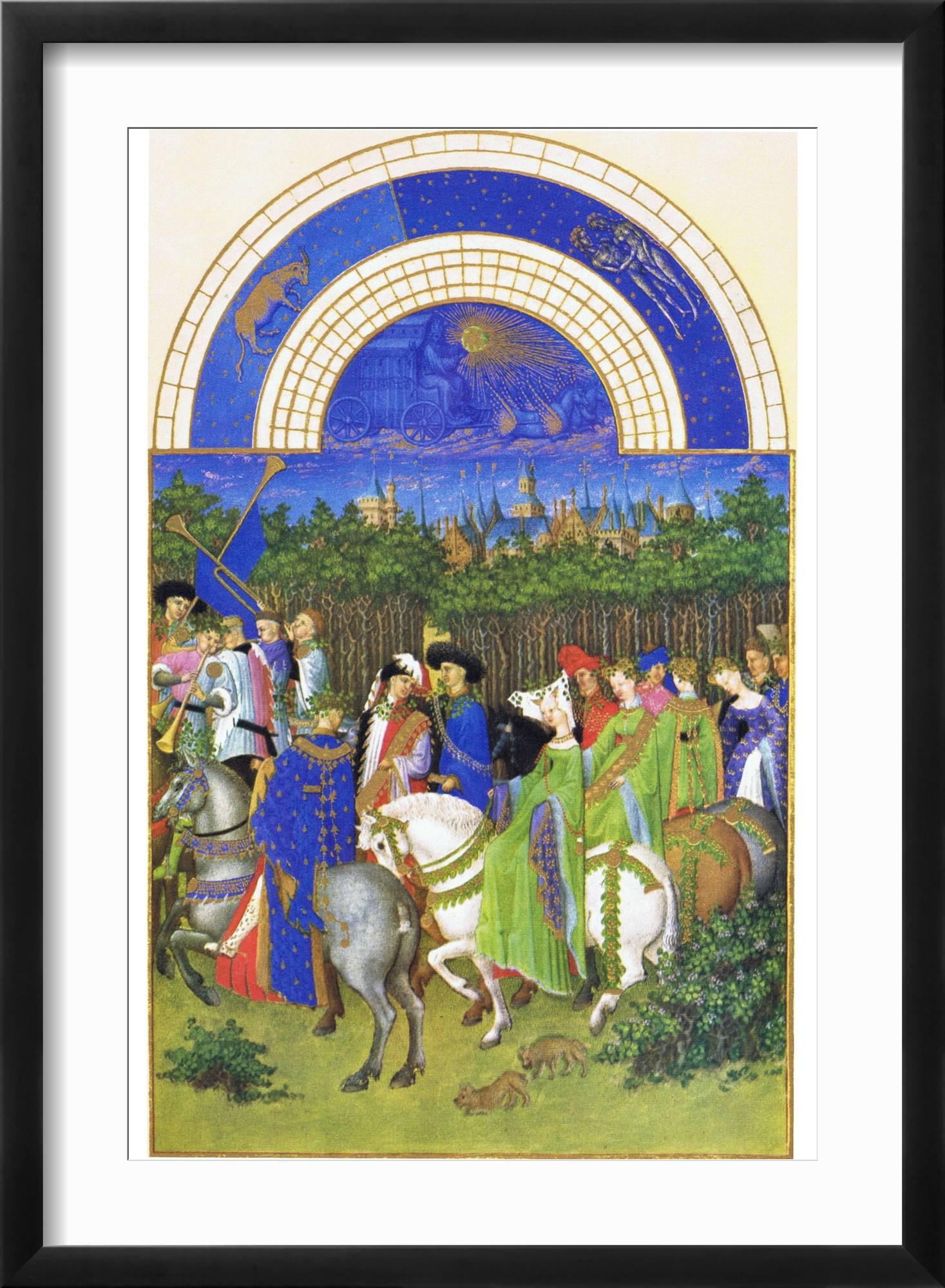 Le Tres Riches Heures Du Duc De Berry - May Framed Art Print by Paul Herman & Jean Limbourg, 12" x 18", Sold by Art.com