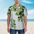 thumbnail image 4 of Balery Watercolor Green Leaves Print Men's Hawaiian Shirts Short Sleeve Beach Shirt Relaxed Fit Vacation Button Down Shirts-Large, 4 of 9