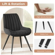 Daluvenix Modern Dining Chairs Set of 2, Upholstered Fabric Comfy Kitchen Dining Chairs with Metal Legs & Thick Cushions for Dining Living Room, Black