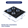 thumbnail image 2 of Parrilla A Gas 4 Quemadores Empotrable Naesi Vidrio Templado AN104, 2 of 9