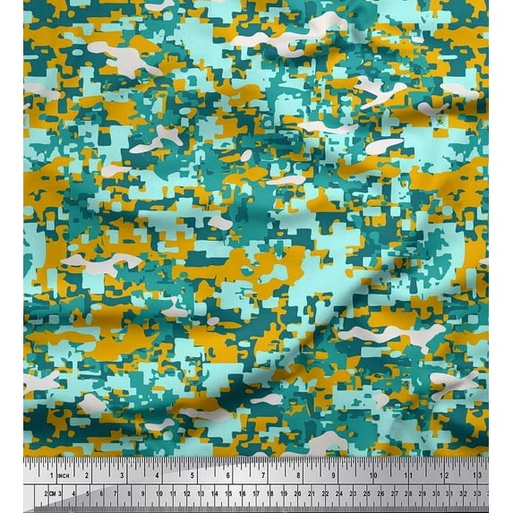 Soimoi Satin Silk Fabric Two Tone Camouflage Decor Fabric Printed Yard 42 Inch Wide