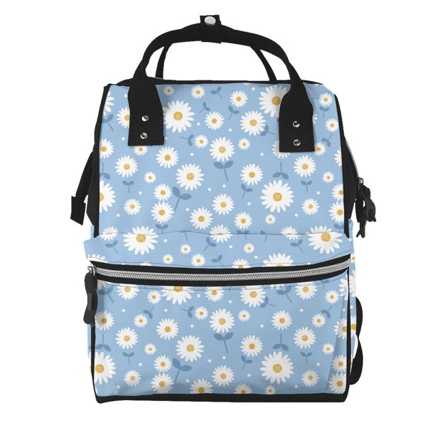 Easygdp Daisies Flowers para Bolsa de Bebé de Gran Capacidad con Múltiples Bolsillos, Bolsa de Pañales para Padres, Bolsa de Viaje Organizada y Elegante