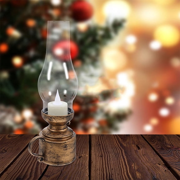 Supvox 2-Pack Vintage Style Battery Operated LED Kerosene Lamps for Indoor Table Centerpieces and Elegant Home Decoration