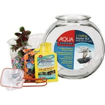 Aqua Culture Glass Fish Bowl with Starter Kit, 1 Gallon