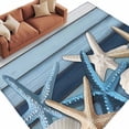 thumbnail image 2 of 5'x8' Area Rugs, Coastal Starfish Indoor Outdoor Area Rug for Living Room Bedroom, Blue Wooden Grain Seashells Country Washable Bathroom Rugs Kitchen Floor Carpet Mats Home Decor Aesthetic, 2 of 8
