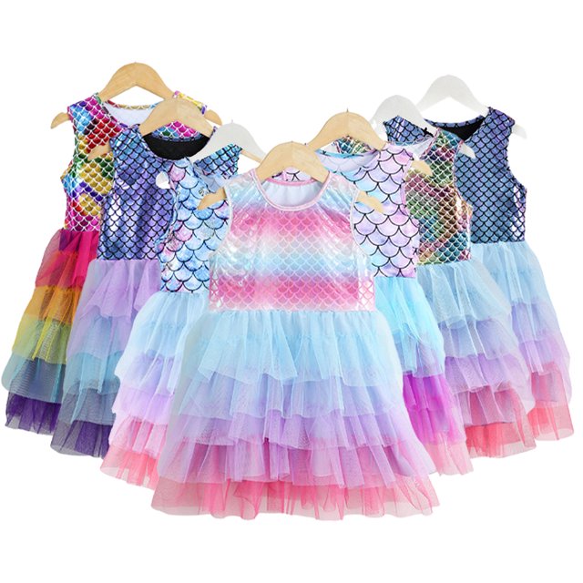 KYAIGUO Robe Décontractée en Tulle pour Filles, Été Sans Manches à Volants Robes Midi 3D Mignonnes Robe d'Été pour 3-7T