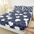 thumbnail image 3 of Feelyou Cute Love Heart Queen Sheet Sets for Teen, Romantic Cartoon Flat Sheet, Navy Graffiti Lines Queen Fitted Sheet, Breathable Home Decor, 4 Pieces, 3 of 7
