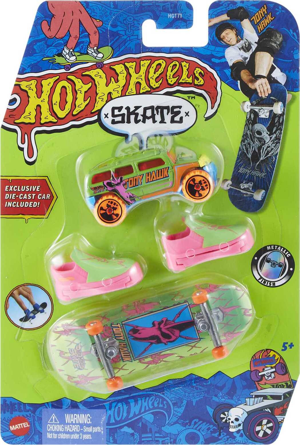 Hot Wheels Skate Tony Hawk Shifter Howlan Fingerboard, Rockster Car Toy