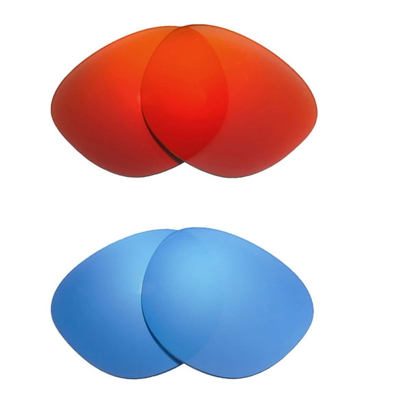 Walleva 2 Paris Polarized Replacement Lenses For Oakley Latch OO9265 Sunglasses- Fire Red   Ice Blue
