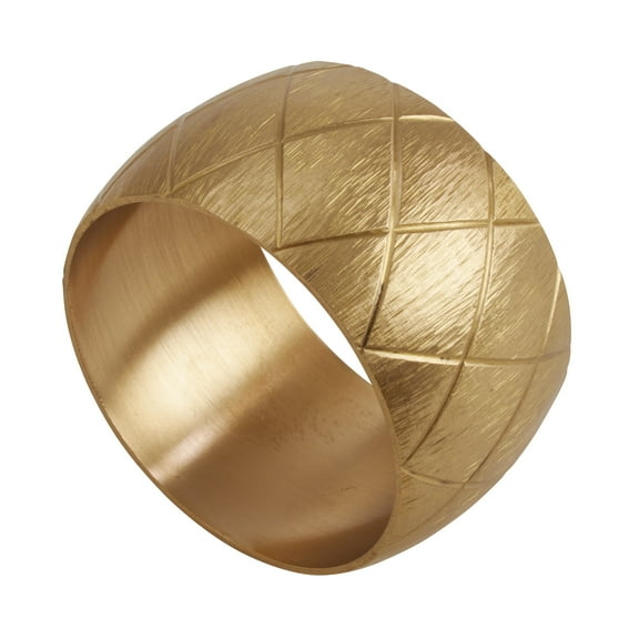 Saro Lifestyle Metal Napkin Rings With Harlequin Design (Set of 4) Gold Gold