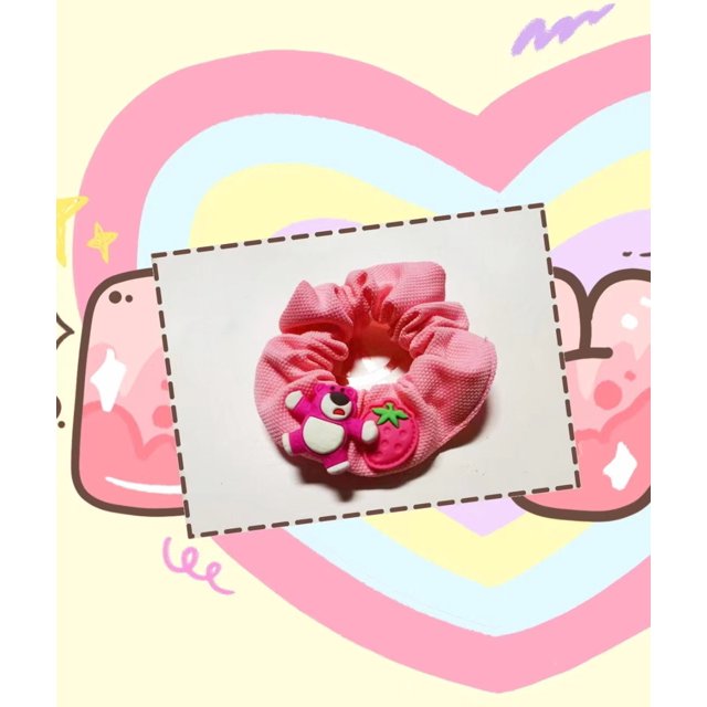 Anillo para el cabello con forma de intestino grueso y oso rojo rosa, cuerda para el cabello, cuerda para la cabeza de niña dulce, horquilla de verano, accesorios para el cabello