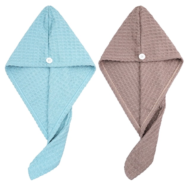 Paquete de 2 toallas de microfibra de secado rápido para el cabello, toalla absorbente para secar el cabello con turbante