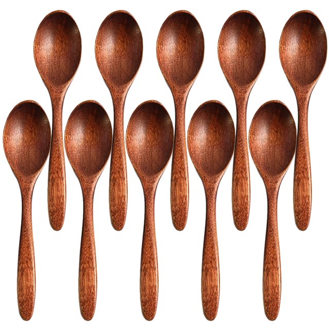 10 piezas Cucharas de té Cucharas de mesa Utensilios de cocina Cucharas de té Juego de cucharillas Cuchara de mesa de madera