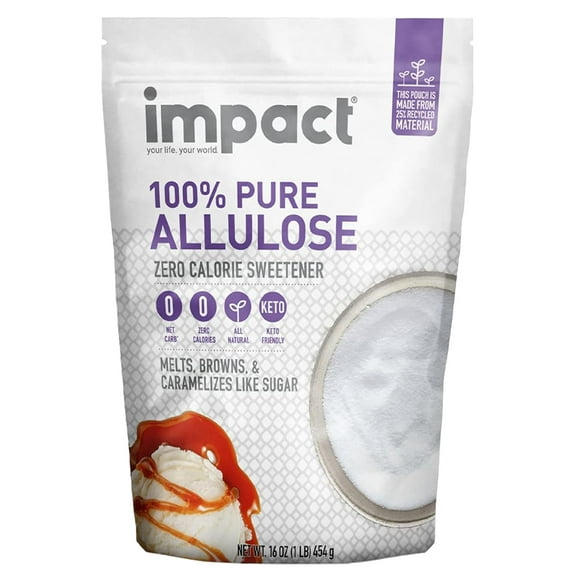 Impact Products Pure Allulose Sweetener Keto-Friendly Sugar Substitute Crystallized Blend, 1 lb