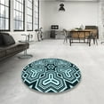 thumbnail image 4 of Ahgly Company Machine Washable Indoor Round Transitional Deep Teal Green Area Rugs, 4' Round, 4 of 7
