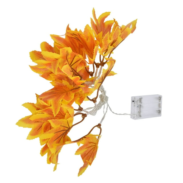 Cadena de luces de otoño, cadena de luces LED con hojas amarillas, diseño elevado