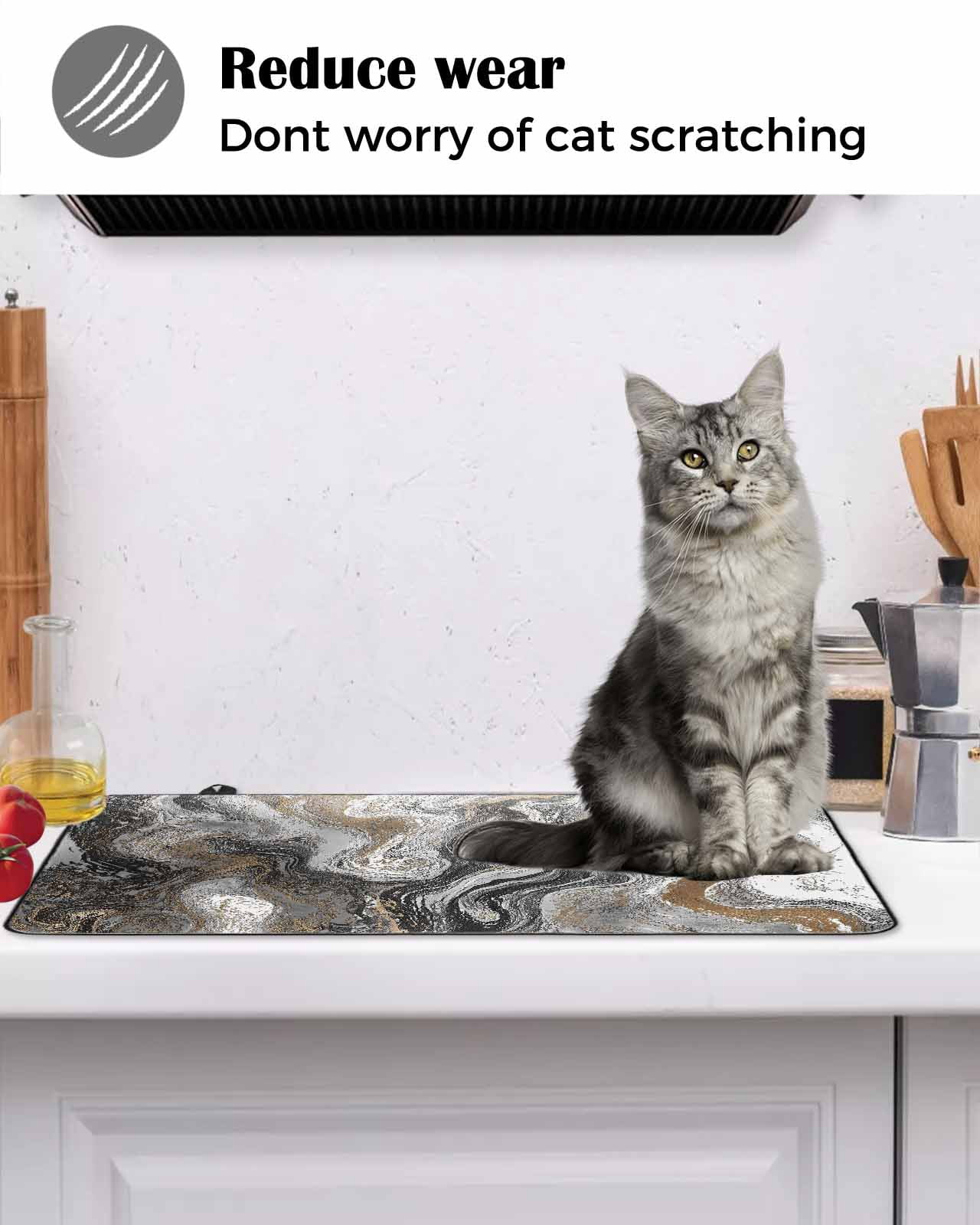 nqOlkjepod Large Induction Cooktop Protector Mat 24"x21", Black Marble Stove Top Covers for Electric Stove, Retro Chic Abstract Mottled Texture Art Stove Burner Cover Mats, Glass Top Stove Cover