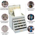 thumbnail image 4 of Joyero Organizador de 6 Niveles con Espejo, Caja de Joyas de Cuero con Cajones de 5 Capas, Regalo para Mujer,Alahero Joyero Mujer,adecuada para joyas, Aretes, Anillos (Gris), 4 of 7