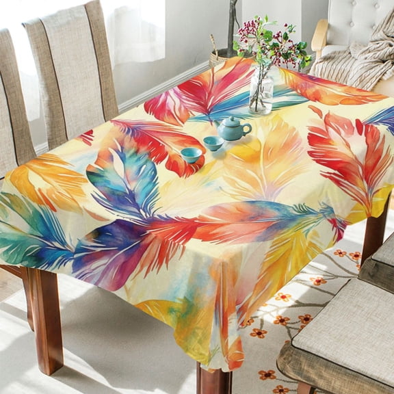 BZSMCE Square Tablecloth Feathered Whimsy Pattern Tableclothes