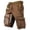 Brown, variant on Men's Vintage Distressed Cargo Shorts with Ripped American Flag Print and Multi-Pockets Featuring Relaxed Fit Design for Summer Beach Fishing Hiking Army Green L