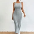 thumbnail image 2 of Ashirexll Summer Dresses for Women 2024, Long Dresses for Women, Sleeveless Strap Long Wrapped Hip Waist Knitted Dress for Women Gray L, 2 of 6
