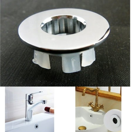 2pcs Bathroom Sink Overflow Trim Ring Chrome Hole Cover Cap