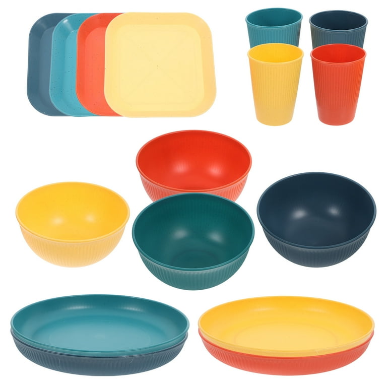 WHAMVOX Square Tableware Set Unbreakable Camping Plates Serving